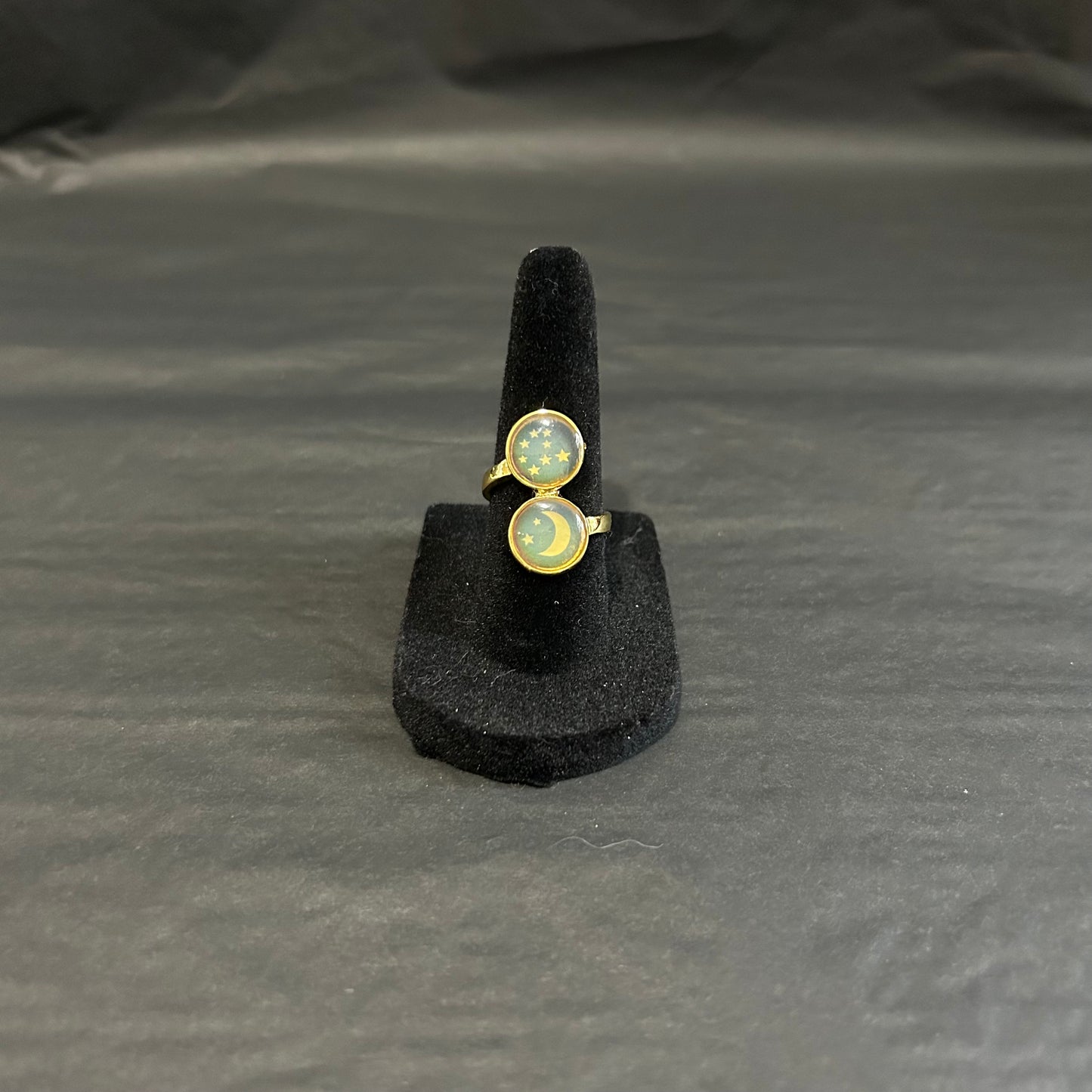 Vintage Whimsigoth Moon & Stars Ring (Size US 6.25)