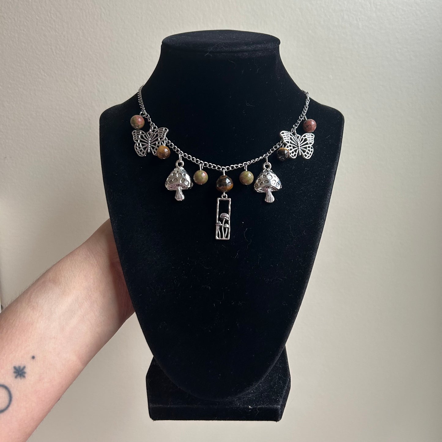 Mushroom Butterfly Necklace