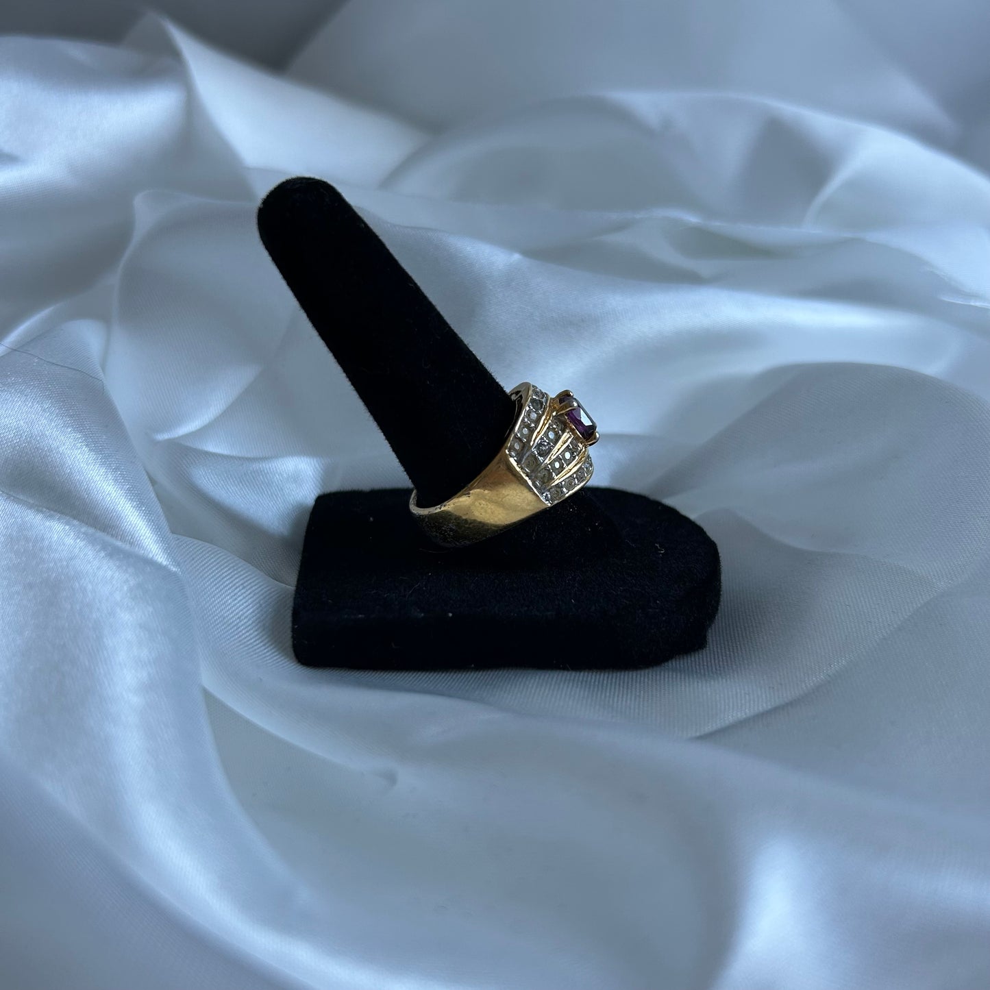 Vintage Joan Rivers Amethyst and Rhinestone Ring (Size US 7.5)