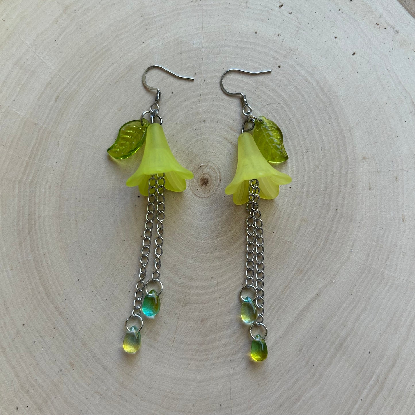 Green Tulip Earrings