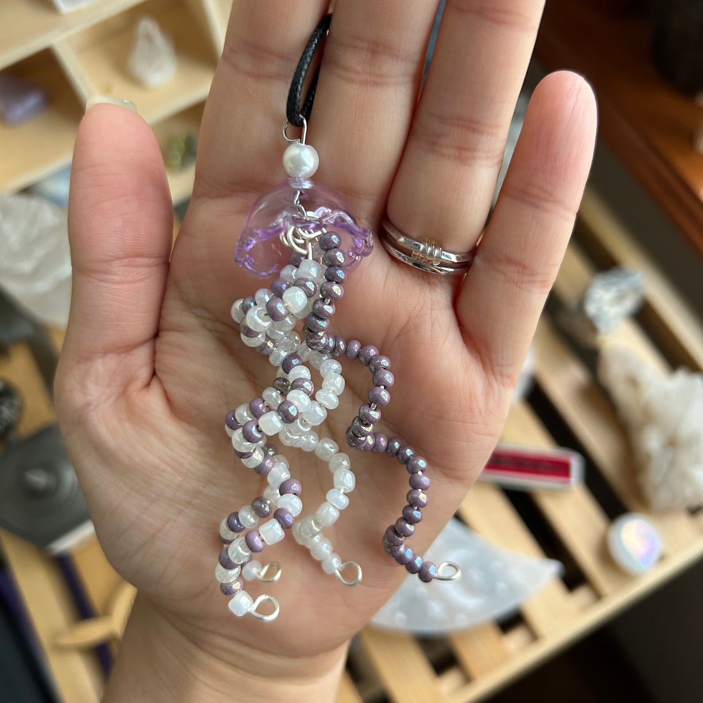 Lavender Jellyfish Beaded Necklace