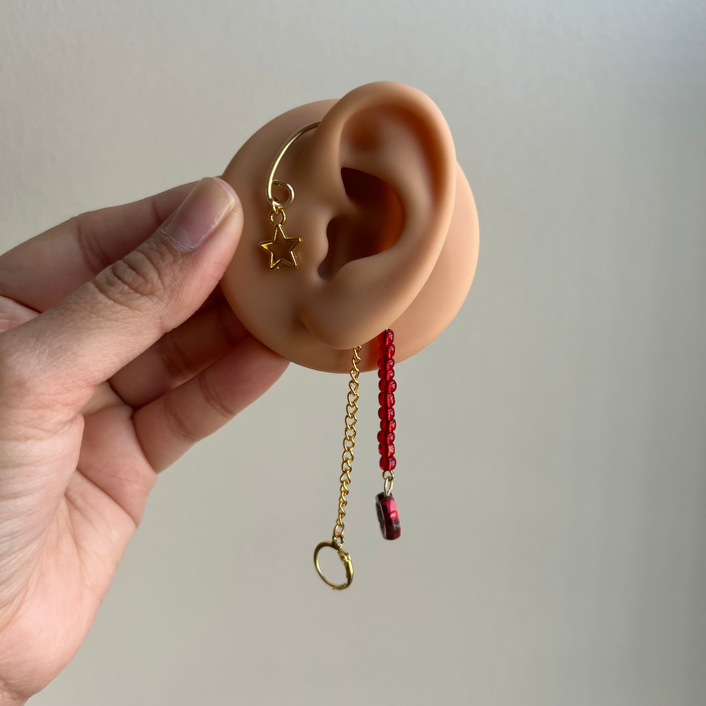 Red Flower Loop Earplug Ear Cuffs *LOOPS NOT INCLUDED*