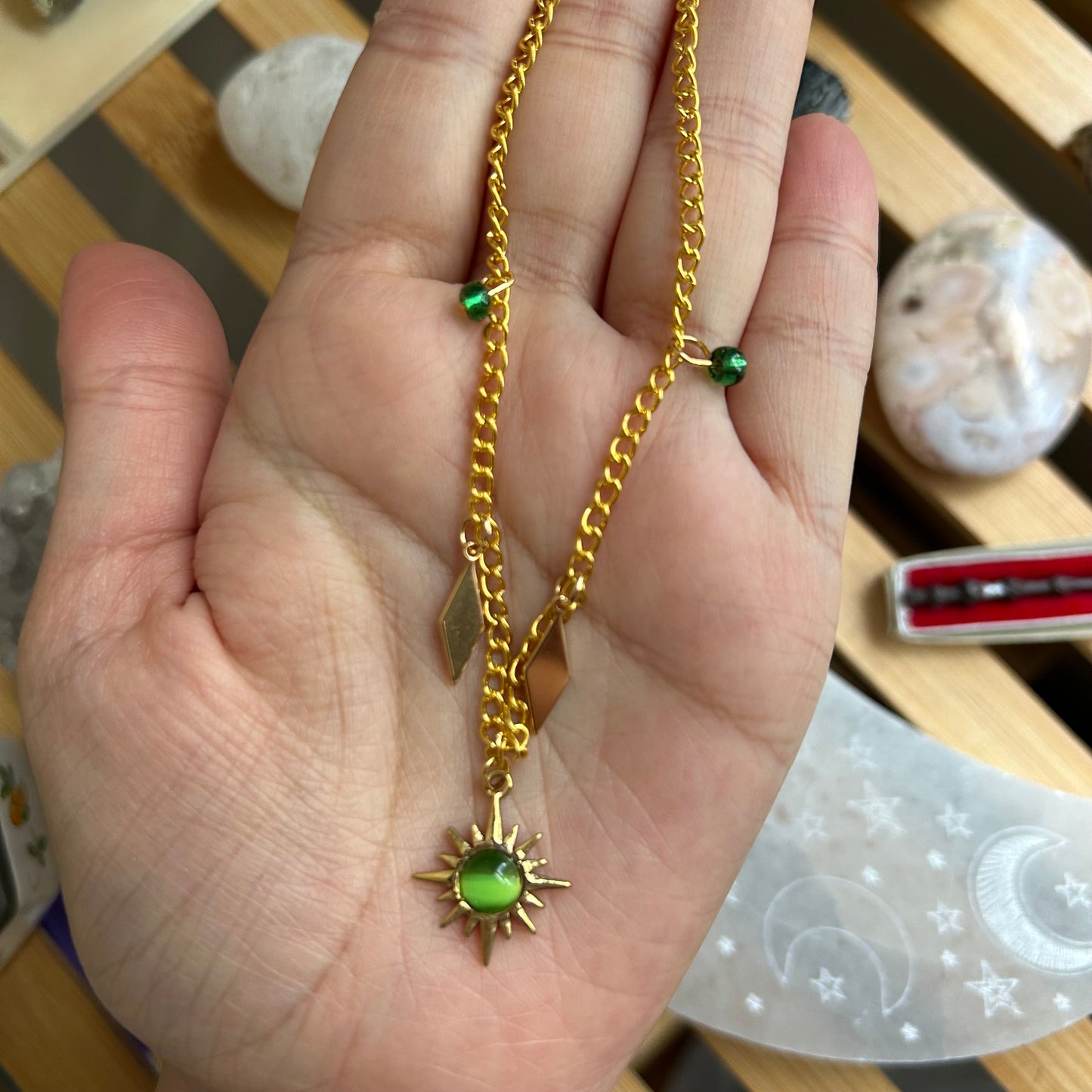 Green Sunburst Necklace