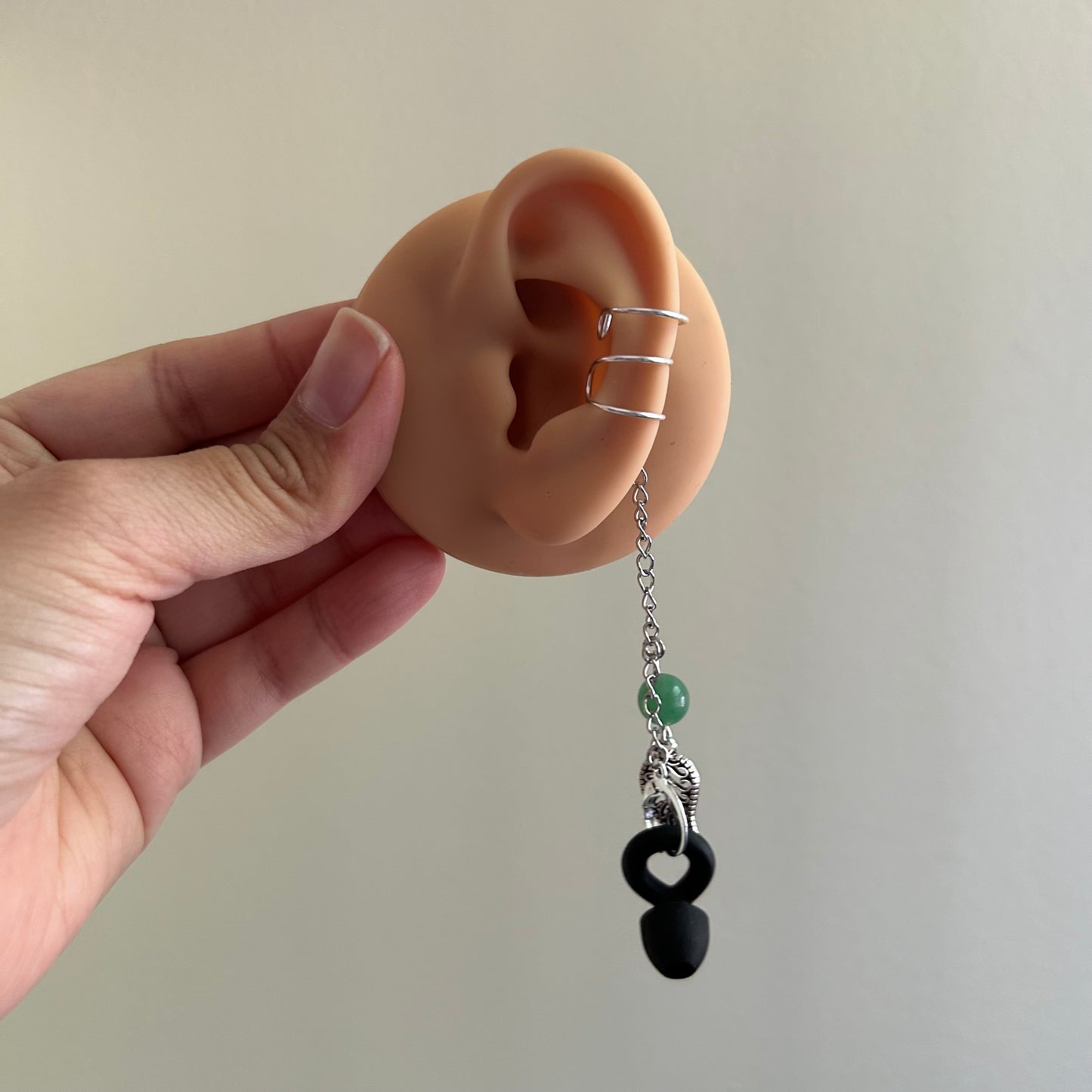Green Aventurine Leaf LOOP Ear Plug Ear Cuffs *LOOPS NOT INCLUDED*