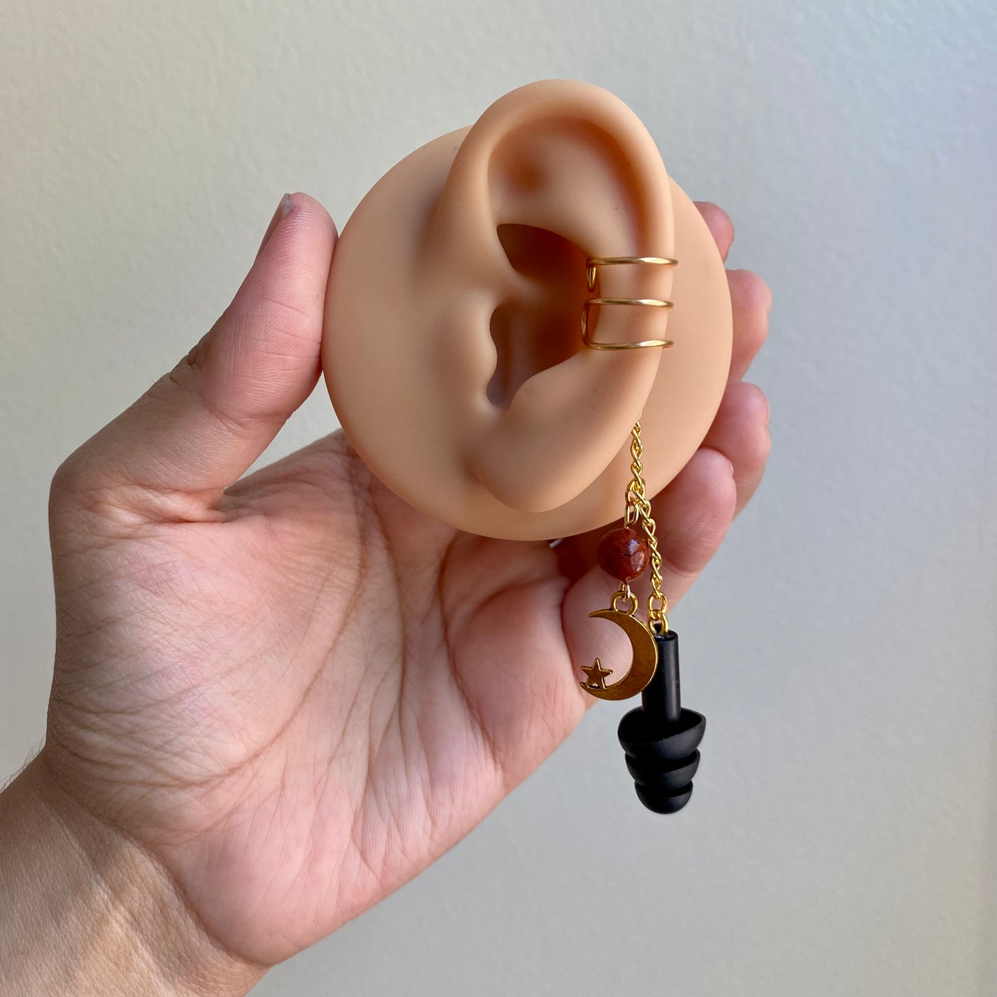 Red Jasper Moon Ear Plug Ear Cuffs