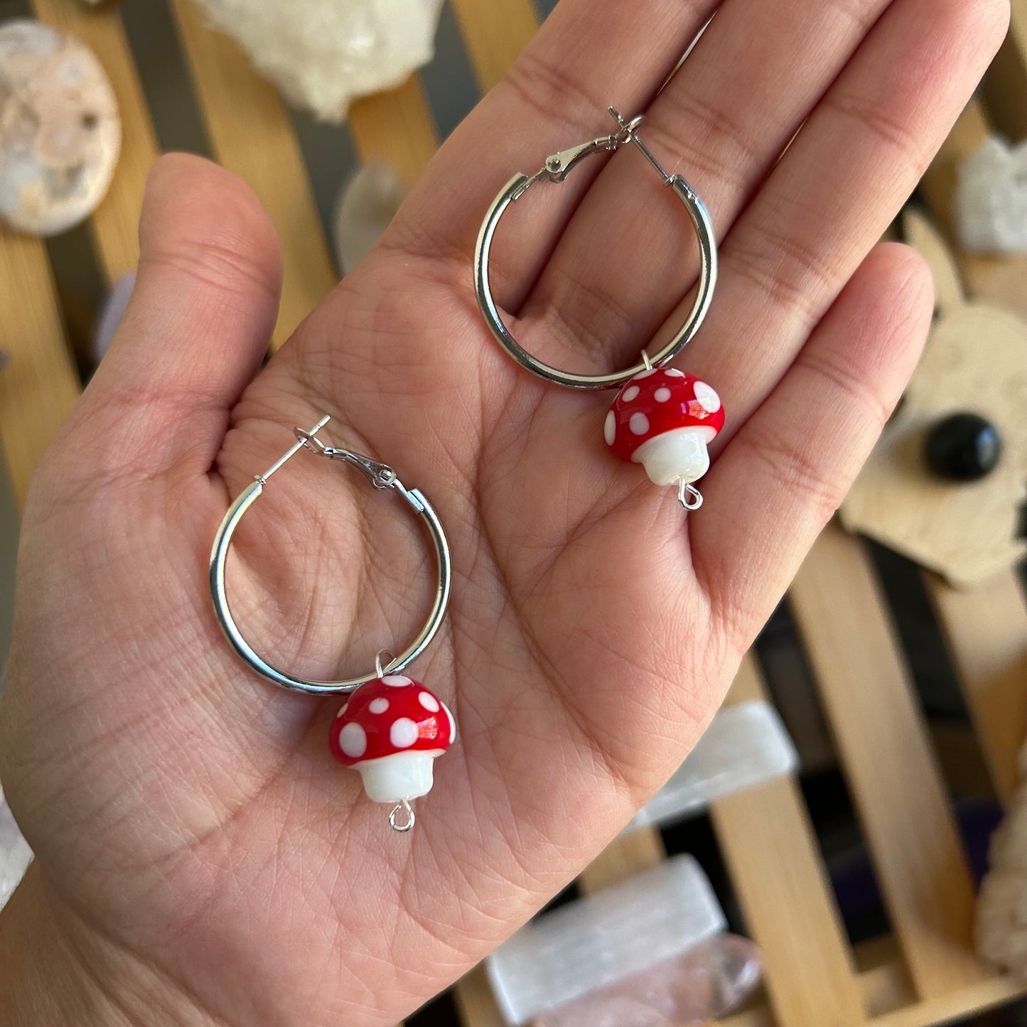 Mushroom Hoop Earrings