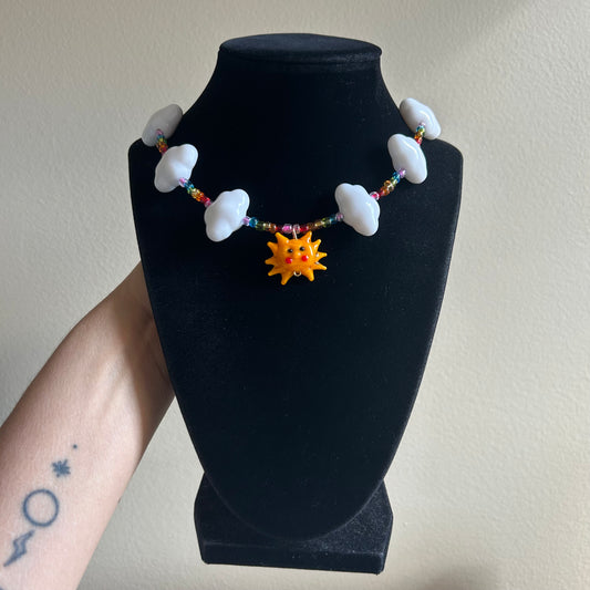 Quirky Rainbow Sun Beaded Necklace