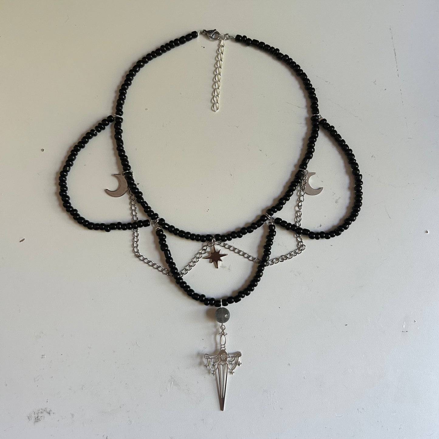 Celestial Labradorite Sword Beaded Choker