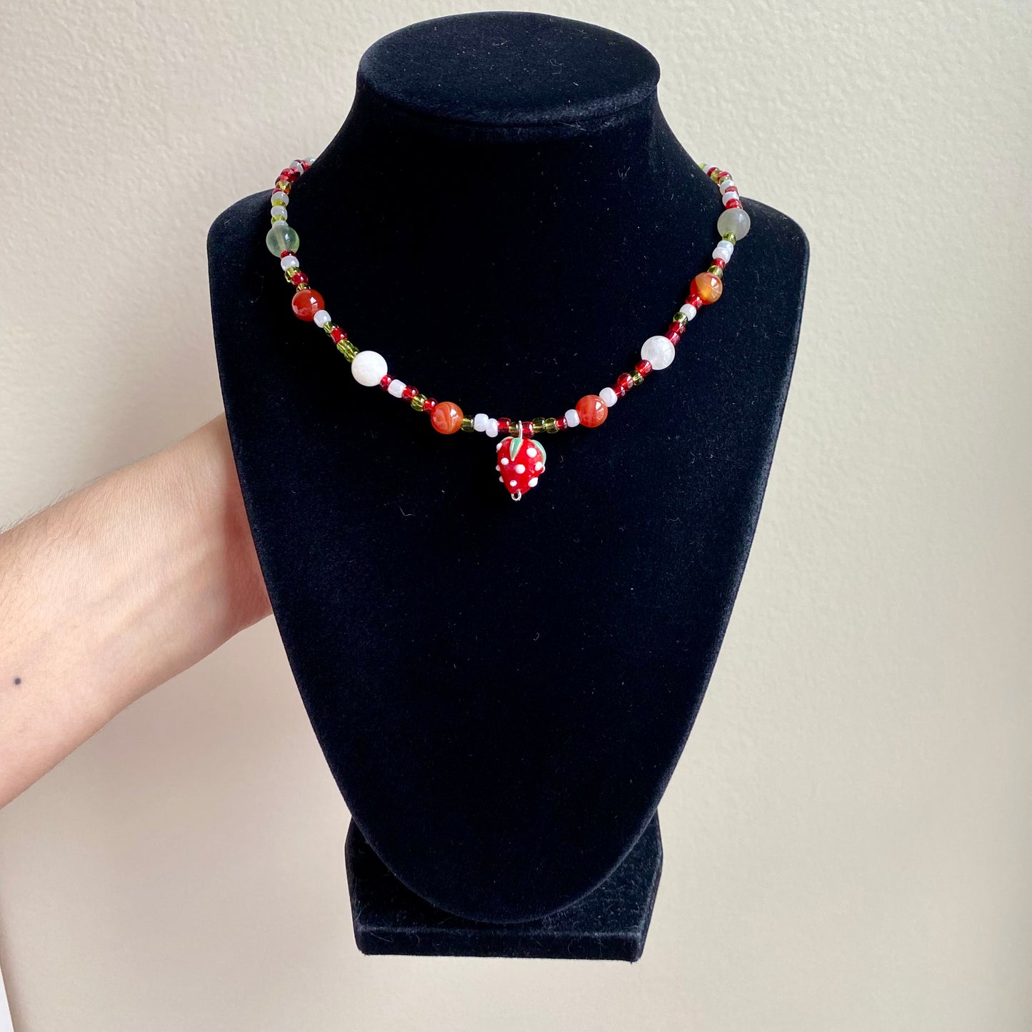 Strawberry Beaded Necklace