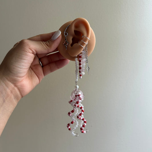 Pink and Red Jellyfish Ear Cuffs