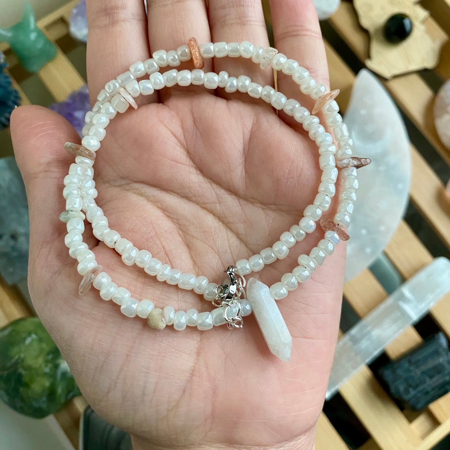 Sunstone and Moonstone Beaded Necklace