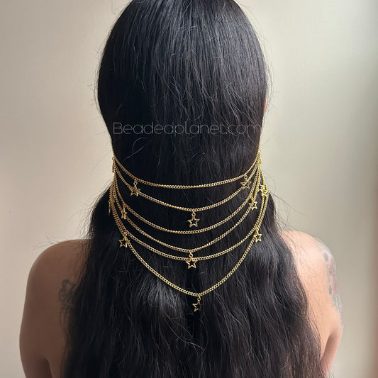 Starry Tigers Eye Veil Ear Cuffs