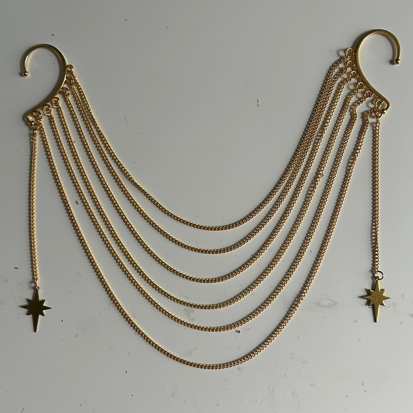 Gold Starburst Veil Ear Cuffs