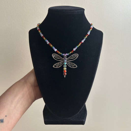 Rainbow Dragonfly Necklace