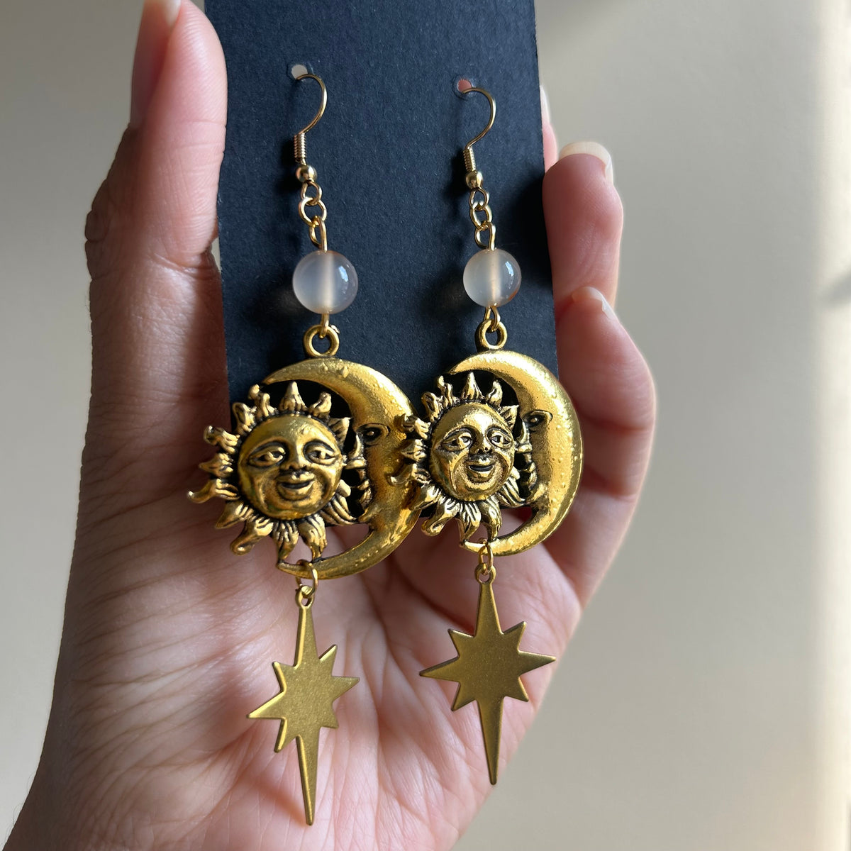 Carnelian Sun & Moon Earrings