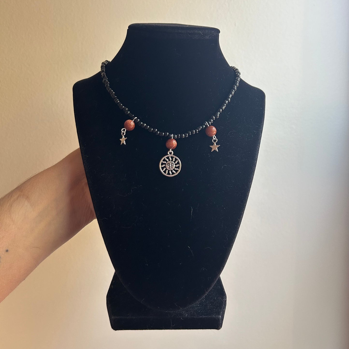 Goldstone Sun Beaded Necklace