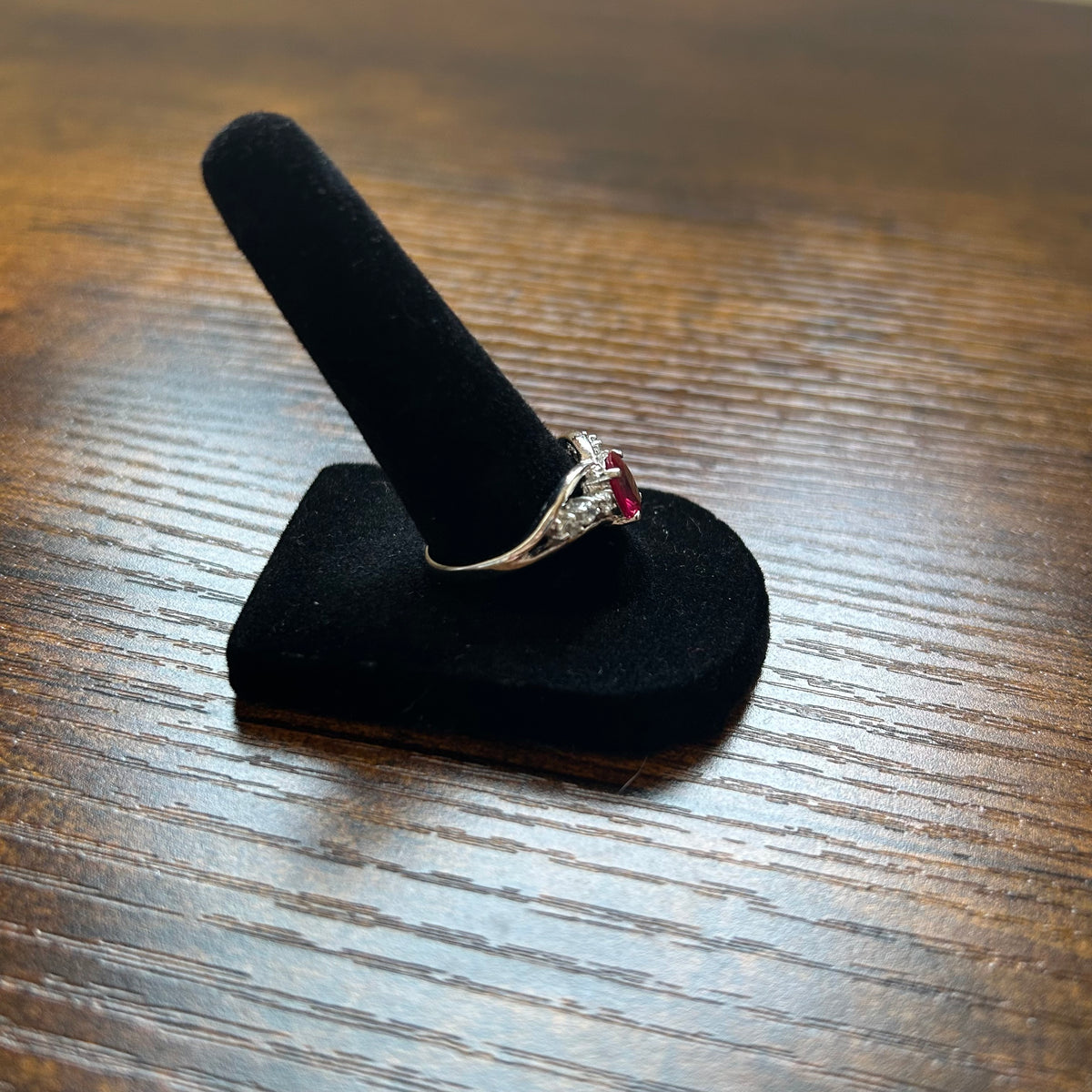 18KGP Ruby and Rhinestone Ring Size US 8.75