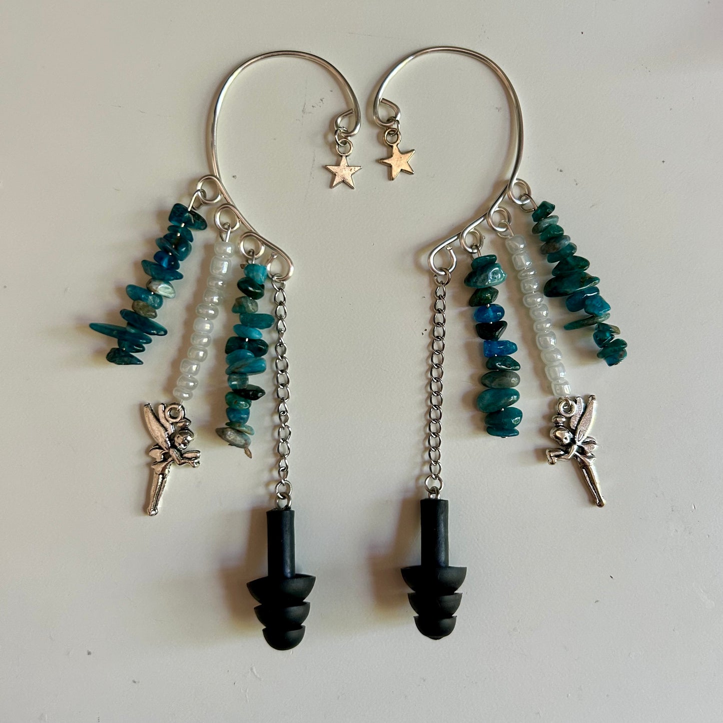 Blue Apatite Fairy Ear Plug Ear Cuffs