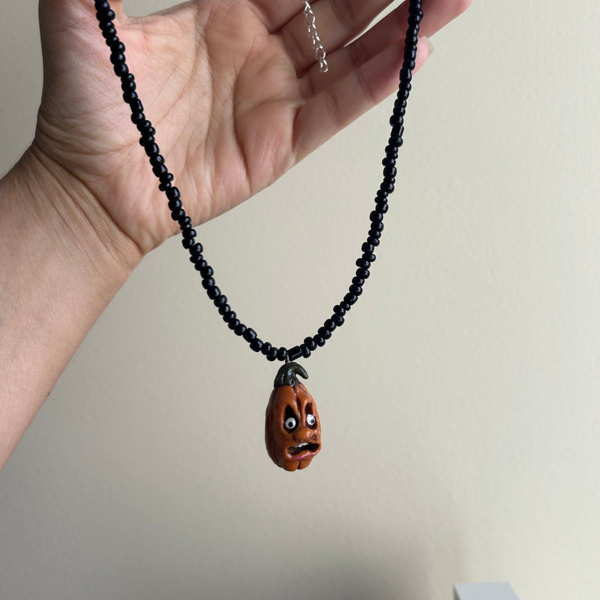 Scared Pumpkin Beaded Necklace