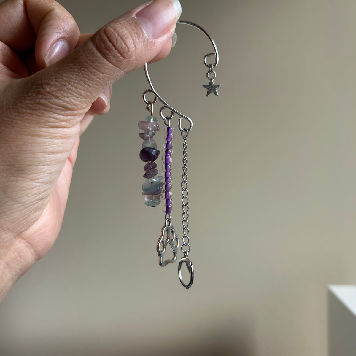 Fluorite Paw Print LOOP Earplug Ear Cuffs *LOOPS NOT INCLUDED*
