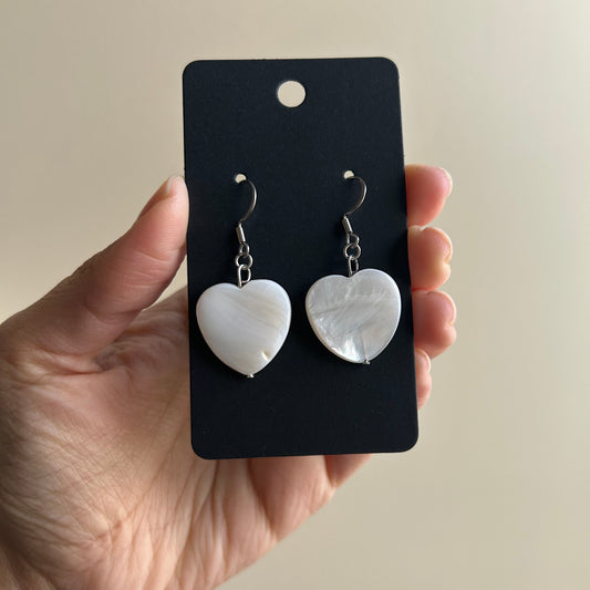 Mother of Pearl Heart Earrings