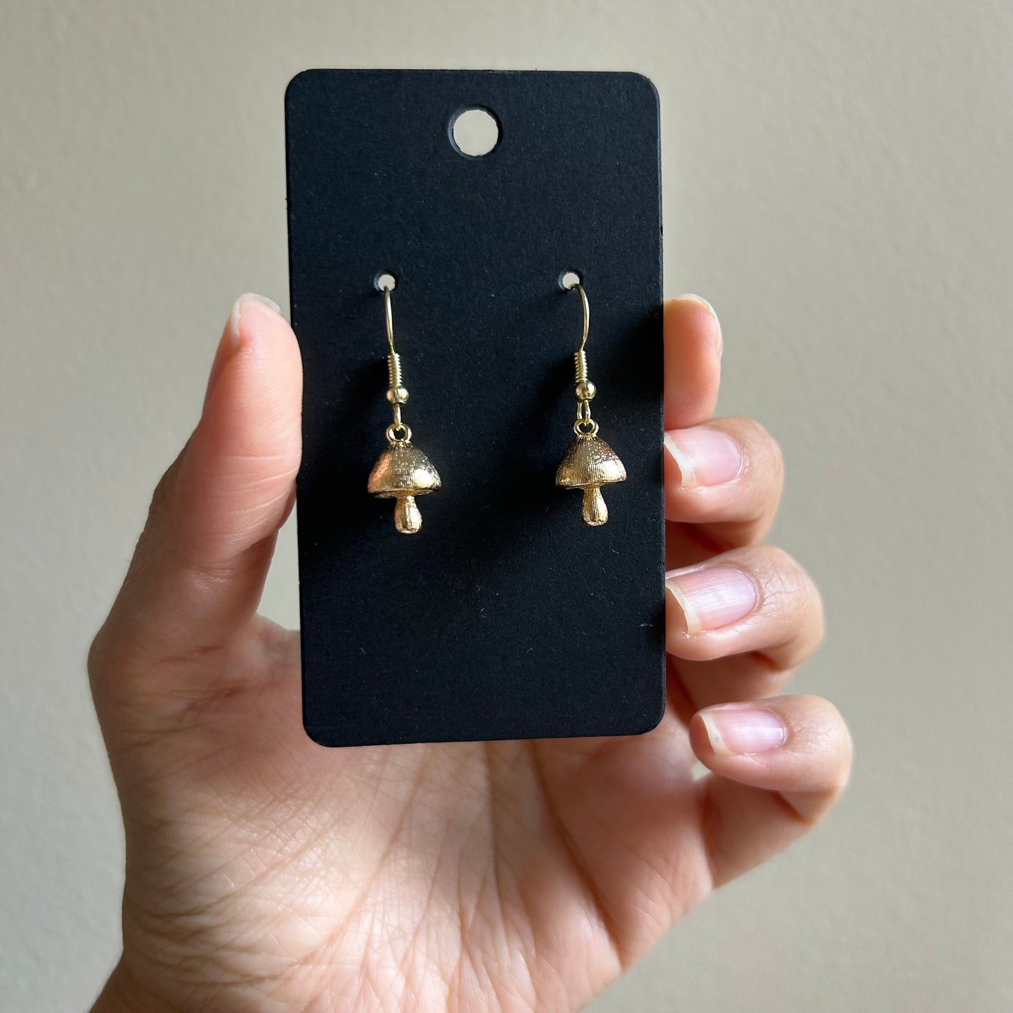 Tiny Gold Mushroom Earrings