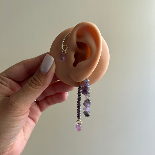 Purple Dew Drop Ear Cuffs