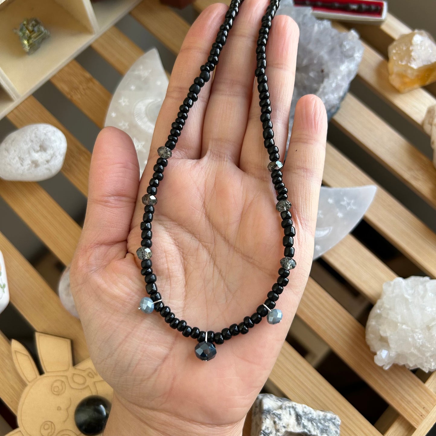 Dark Sparkle Beaded Necklace