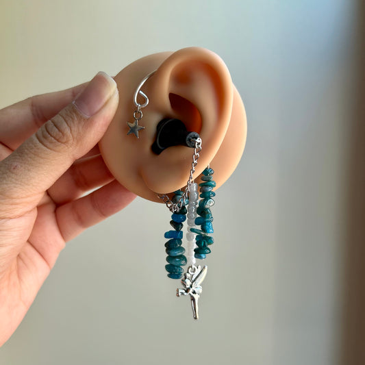 Blue Apatite Fairy Ear Plug Ear Cuffs