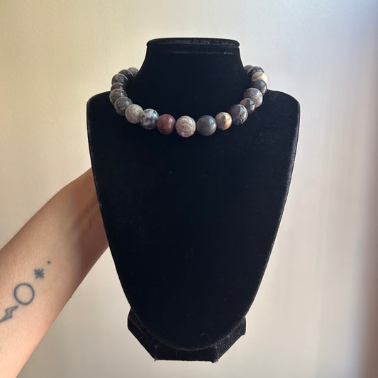 Round Agate Beaded Choker