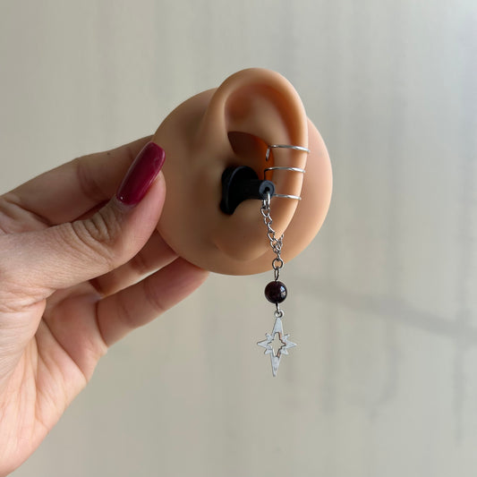 Garnet Star Earplug Ear Cuffs