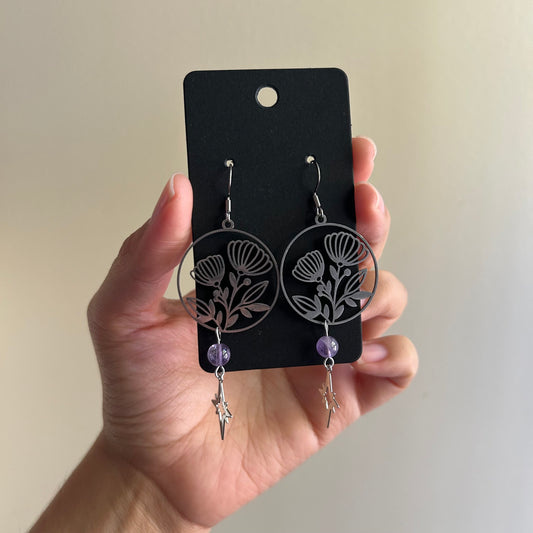 Amethyst Flowers & Stars Earrings