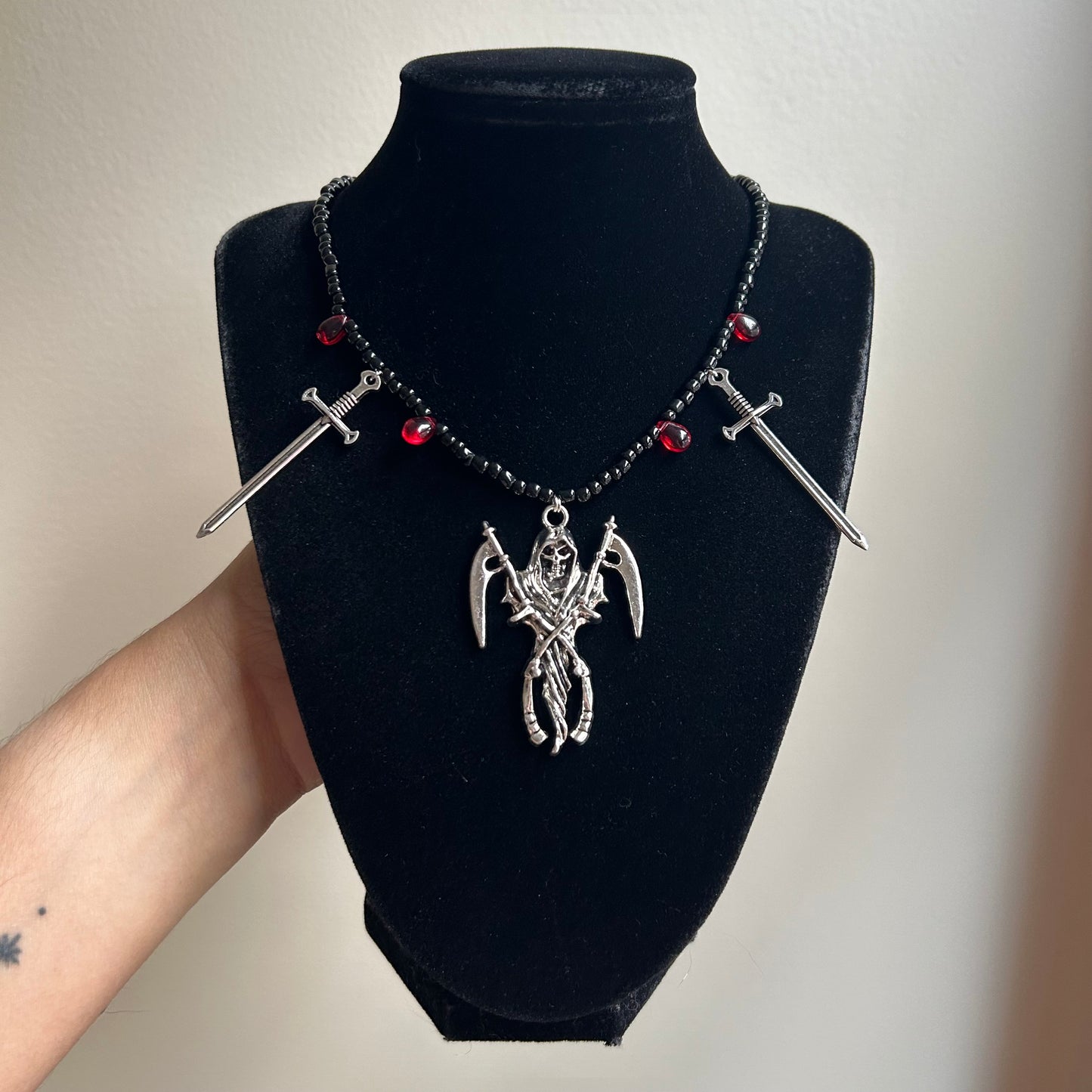 Grim Reaper Beaded Necklace