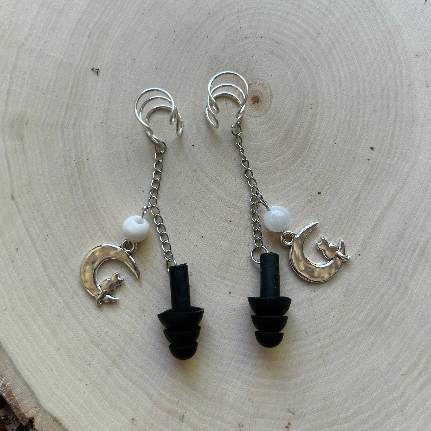 Moonstone Cat Earplug Ear Cuffs