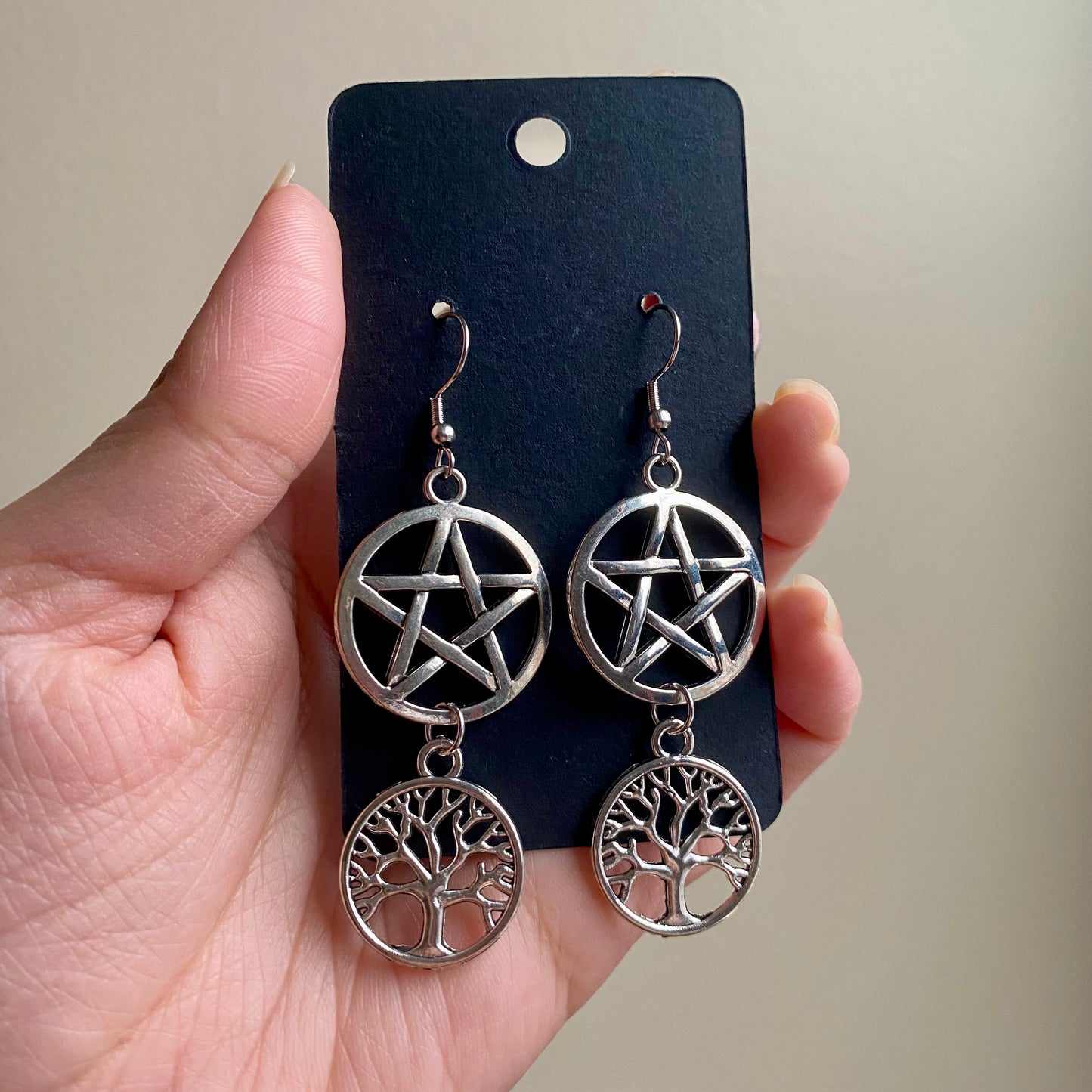 Pentacle and Tree Earrings