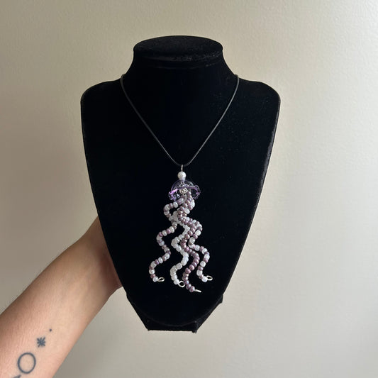 Lavender Jellyfish Beaded Necklace