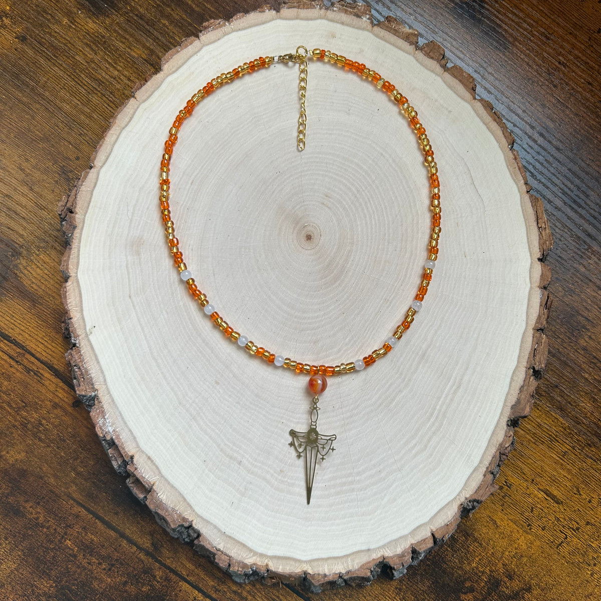 Golden Sword Beaded Necklace