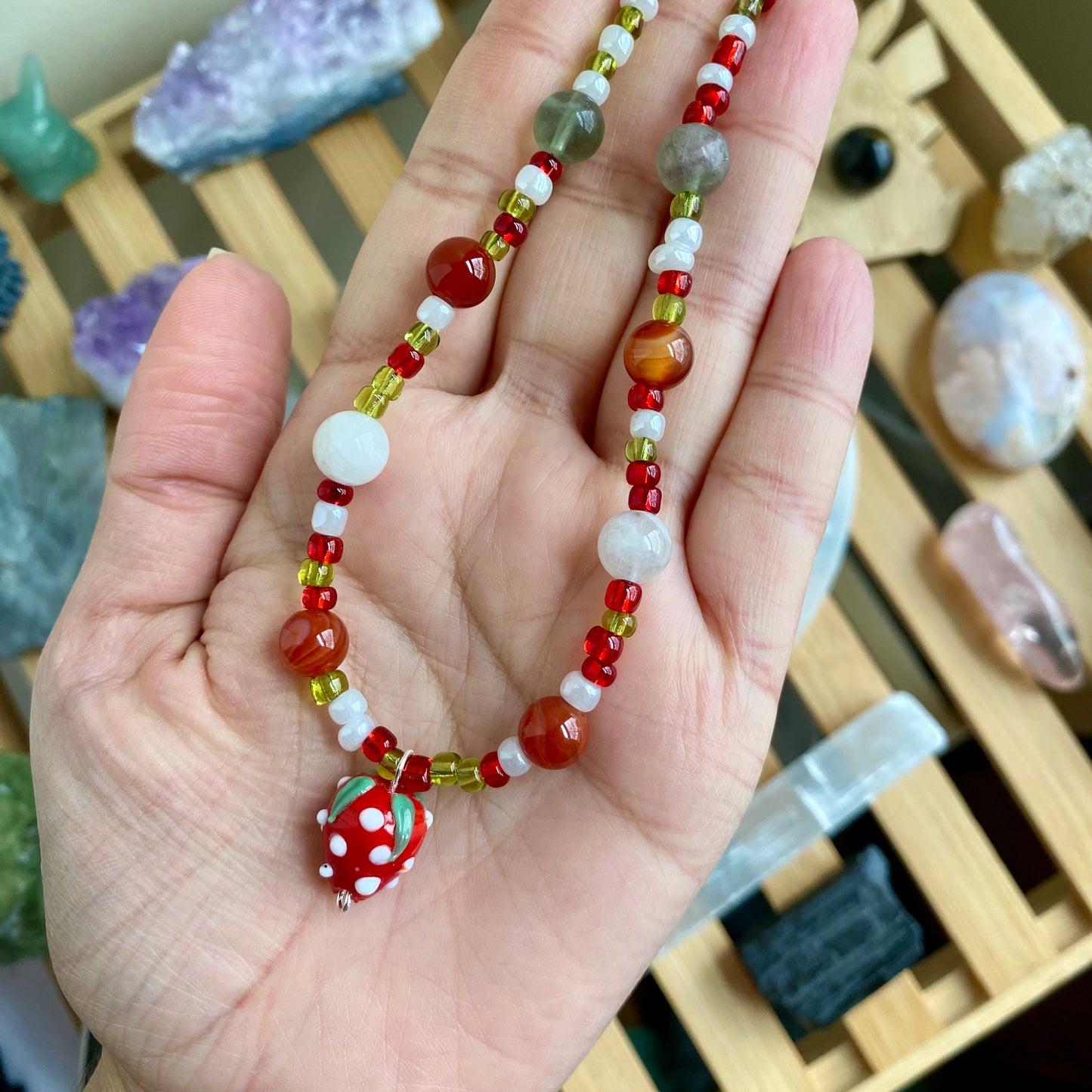 Strawberry Beaded Necklace