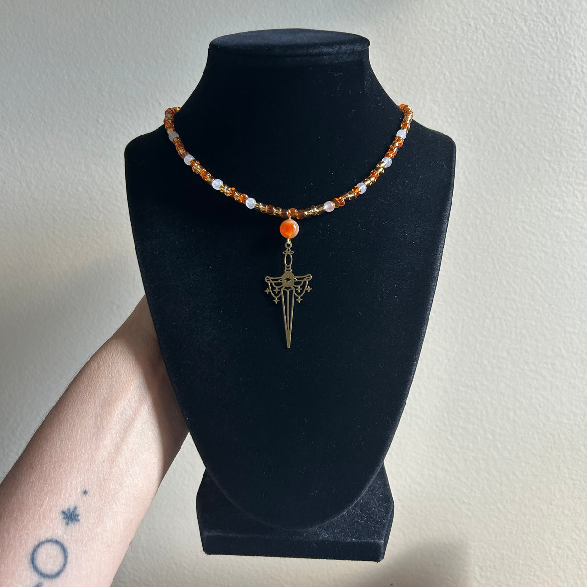 Golden Sword Beaded Necklace