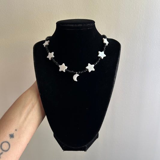 Celestial Mother of Pearl Beaded Necklace