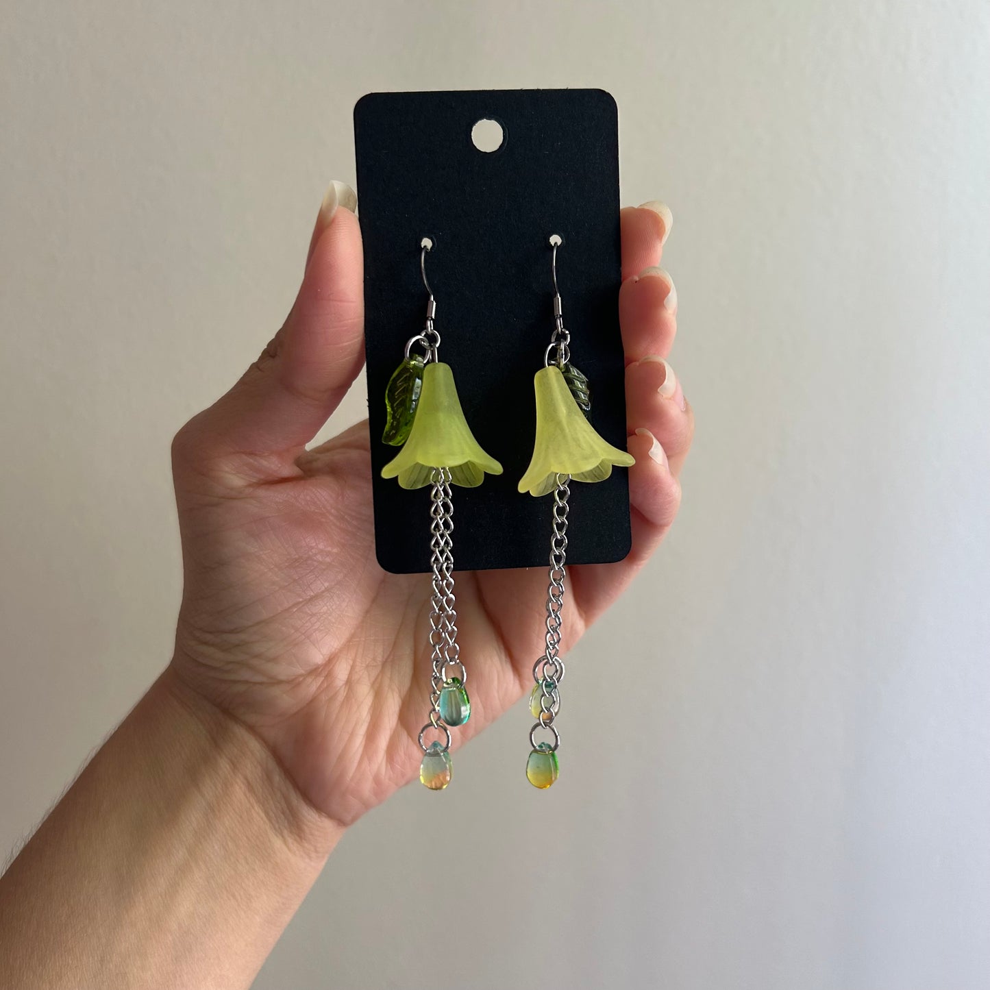 Green Tulip Earrings