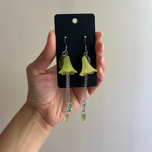 Green Tulip Earrings