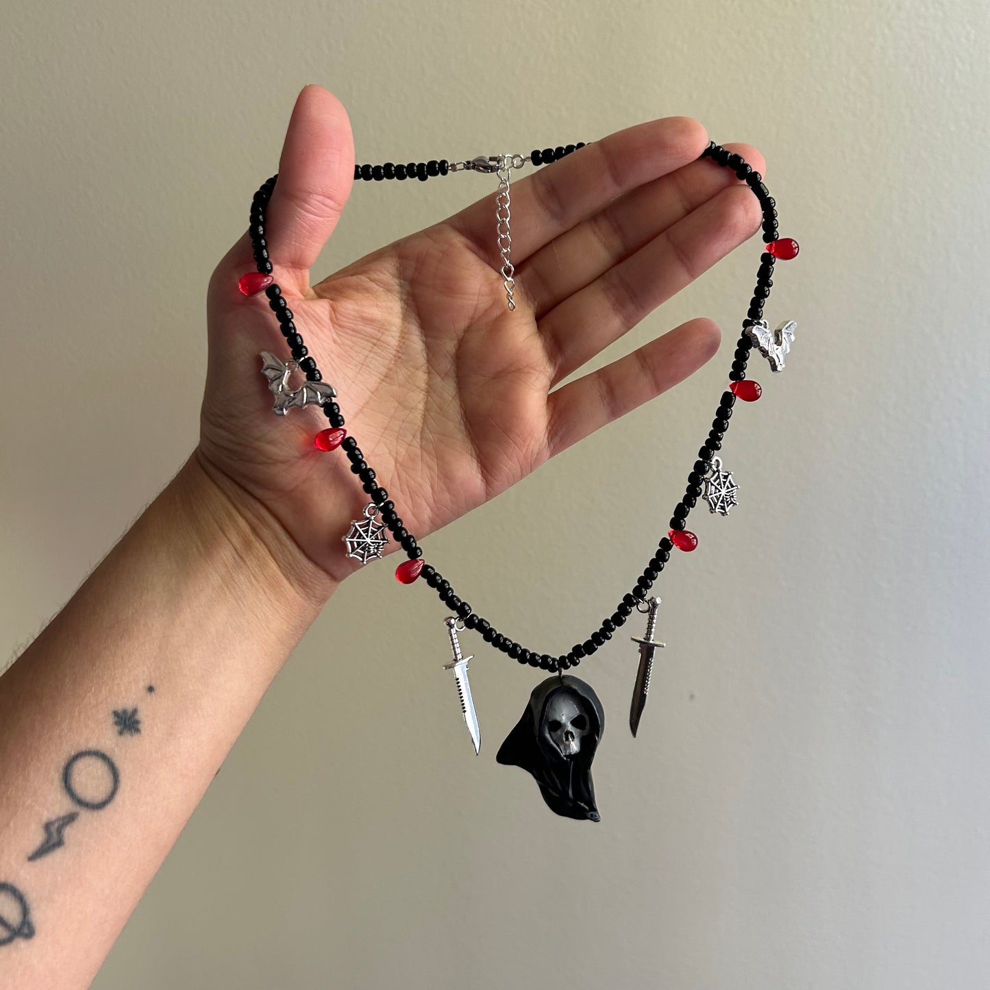 Bloody Grim Reaper Beaded Necklace