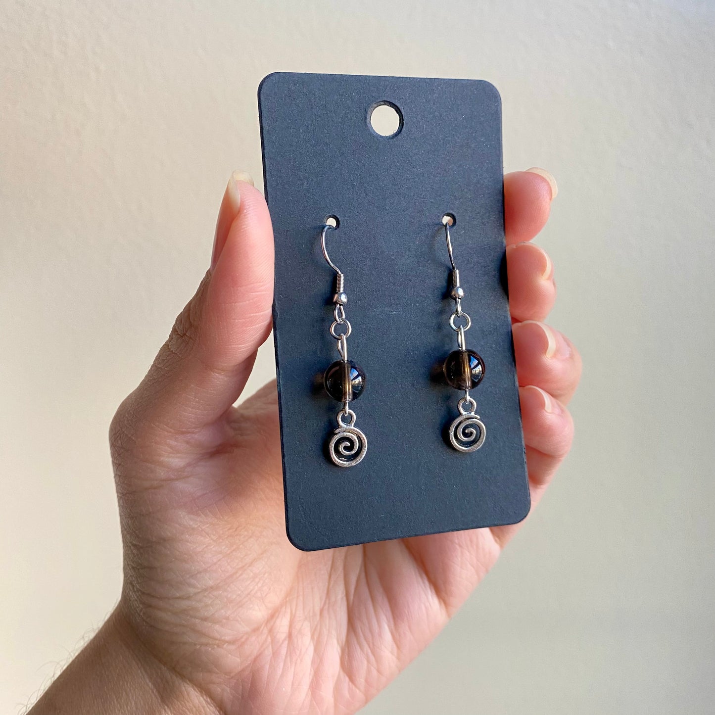 Smokey Quartz Spiral Earrings