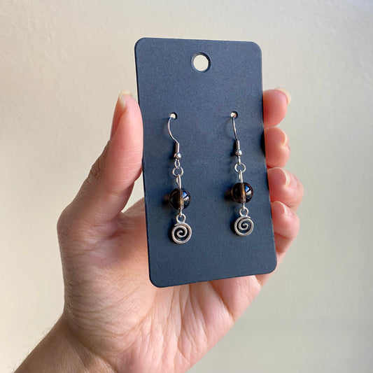 Smokey Quartz Spiral Earrings