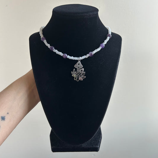 Moon Shroom Beaded Necklace