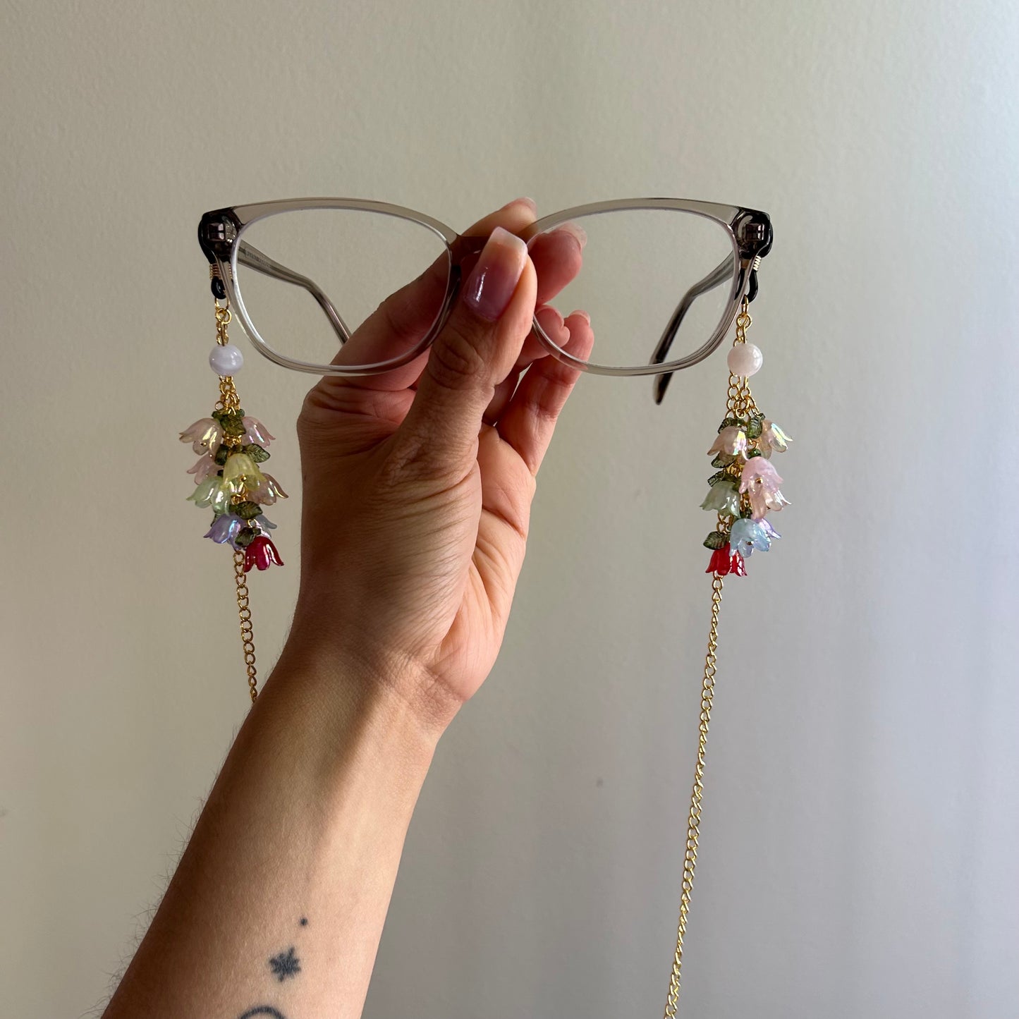 Rainbow Moonstone Bell Flower Glasses Chains