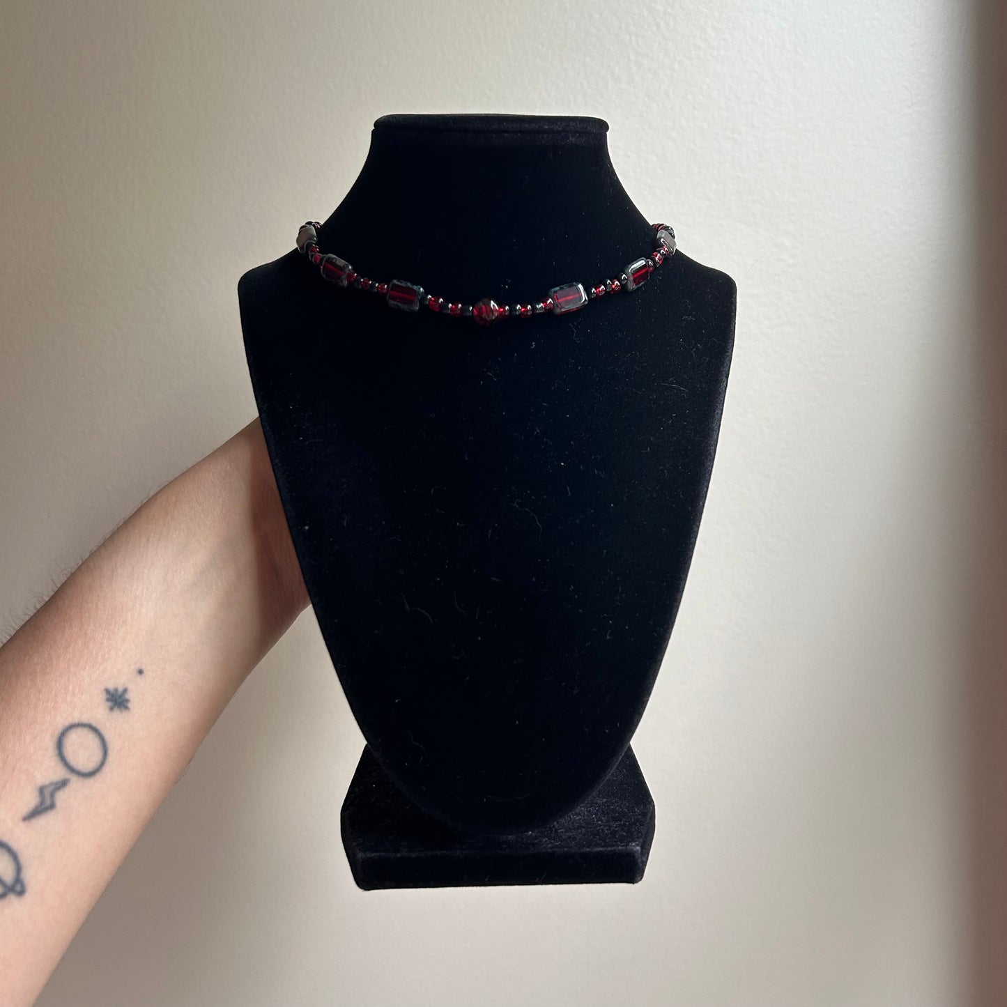 Cherry Red Beaded Necklace