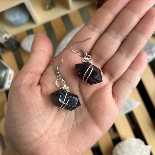 Wire-Wrapped Amethyst Earrings