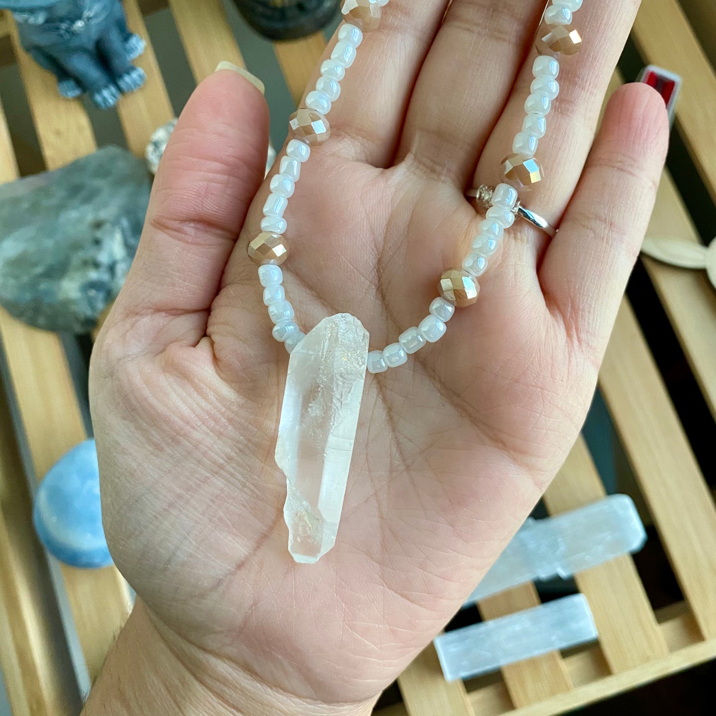 Sparkle Clear Quartz Beaded Necklace